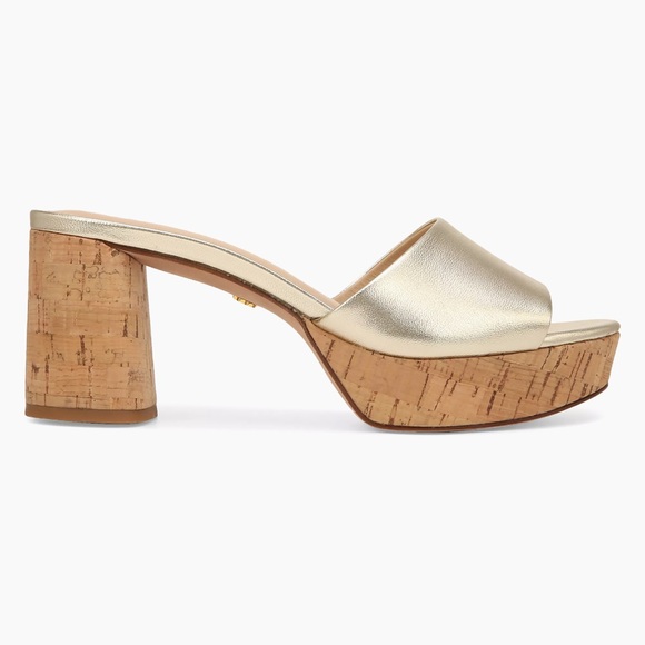 Veronica Beard Dali 70MM Metallic Leather Platform Sandals - Picture 2 of 12